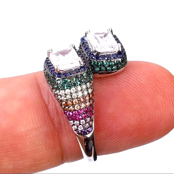 NWT PRIDE RAINBOW STERLING SILVER COCKTAIL RING - Picture 2 of 11